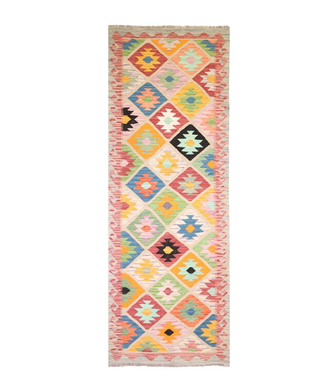 248x83 cm Handgeweven Kelim Loper  Wol  Vloerkleed Tapijt