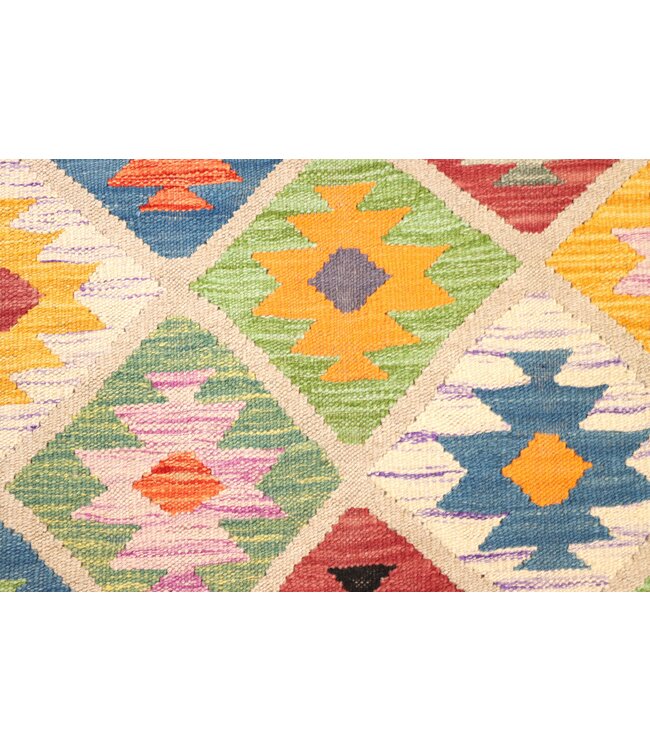 248x83 cm Handgeweven Kelim Loper  Wol  Vloerkleed Tapijt