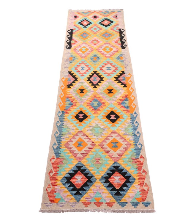 302x81 cm Handwoven Kelim Runner Wool Rug