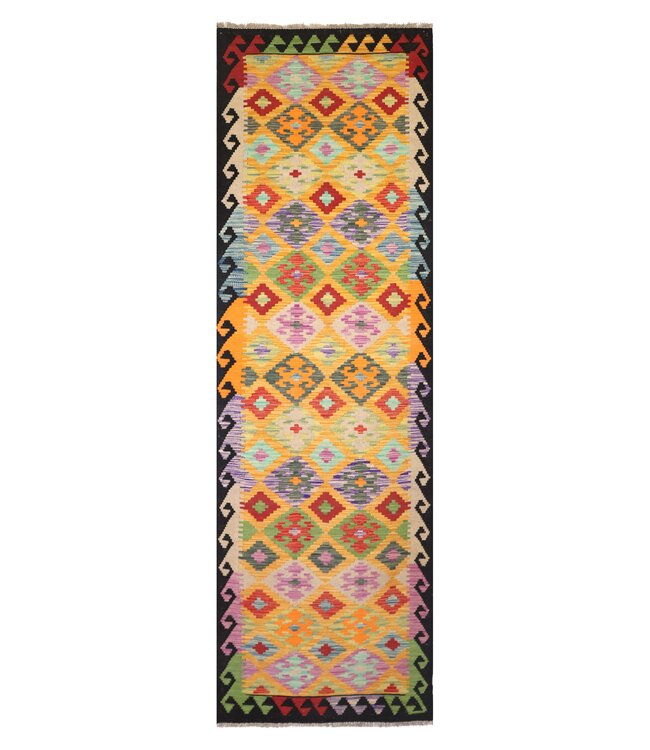 300x80 cm Handgeweven Kelim Loper  Wol  Vloerkleed Tapijt