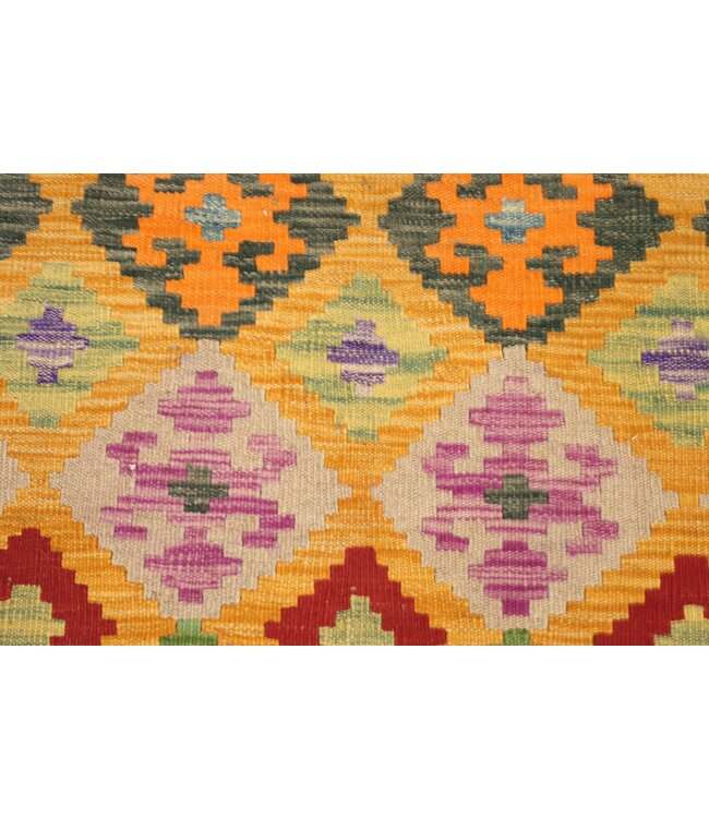 300x80 cm Handgeweven Kelim Loper  Wol  Vloerkleed Tapijt