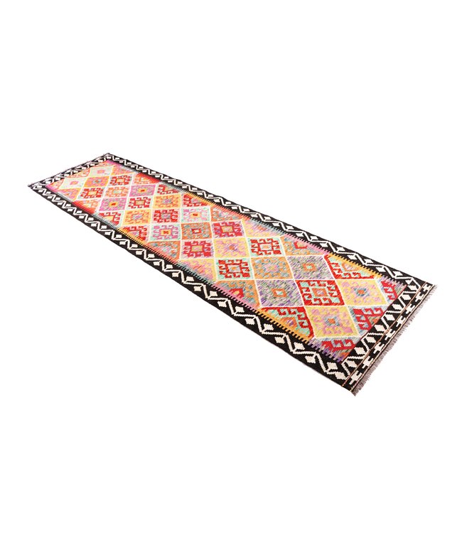 305x82 cm Handgeweven Kelim Loper  Wol  Vloerkleed Tapijt