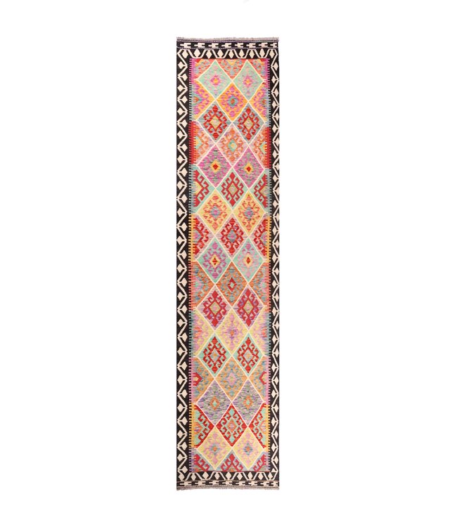 305x82 cm Handwoven Kelim Runner Wool Rug