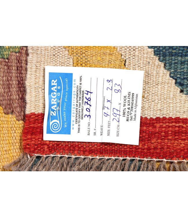 297x83 cm Handwoven Kelim Runner Wool Rug