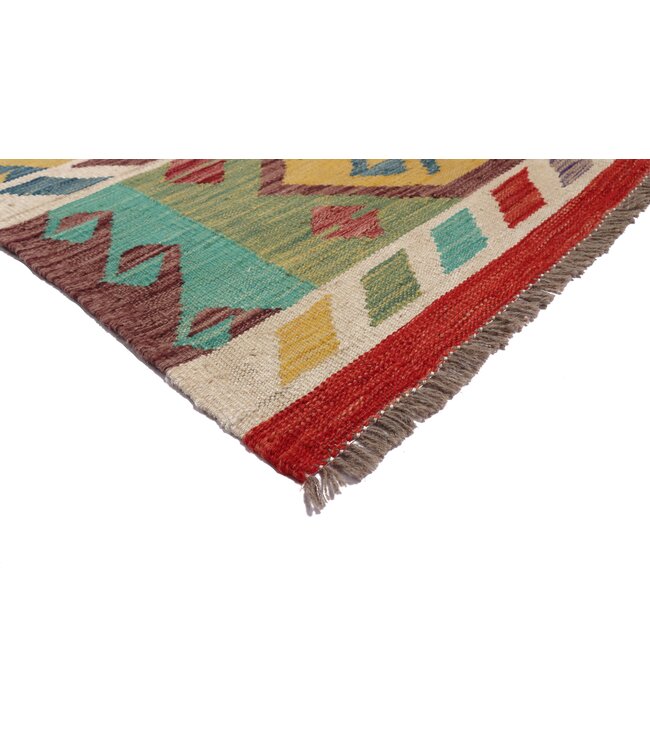 297x83 cm Handgeweven Kelim Loper  Wol  Vloerkleed Tapijt