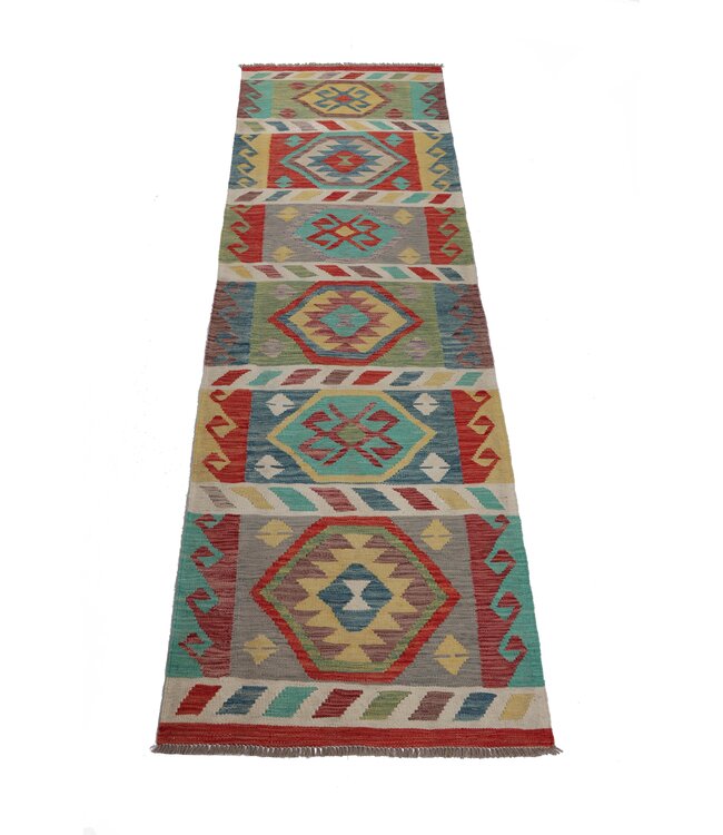 297x83 cm Handwoven Kelim Runner Wool Rug