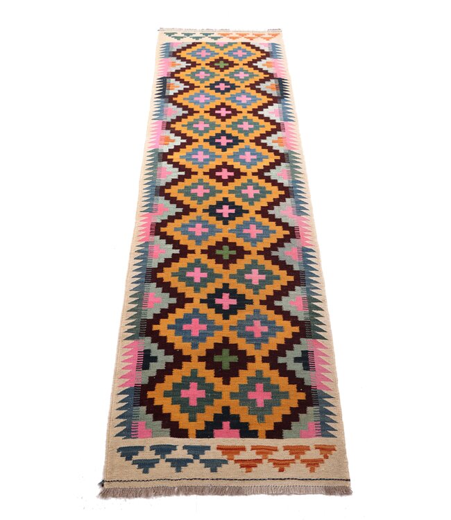285x78 cm Handwoven Kelim Runner Wool Rug