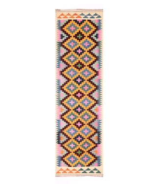 Kelimshop 285x78 cm Handgewebter Kelim Läufer  Wollteppich