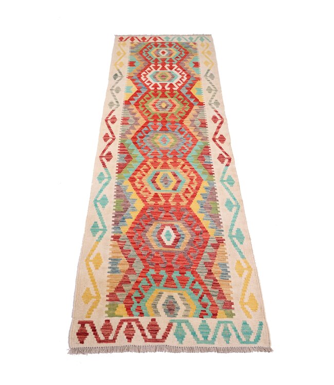 298x89 cm Handwoven Kelim Runner Wool Rug