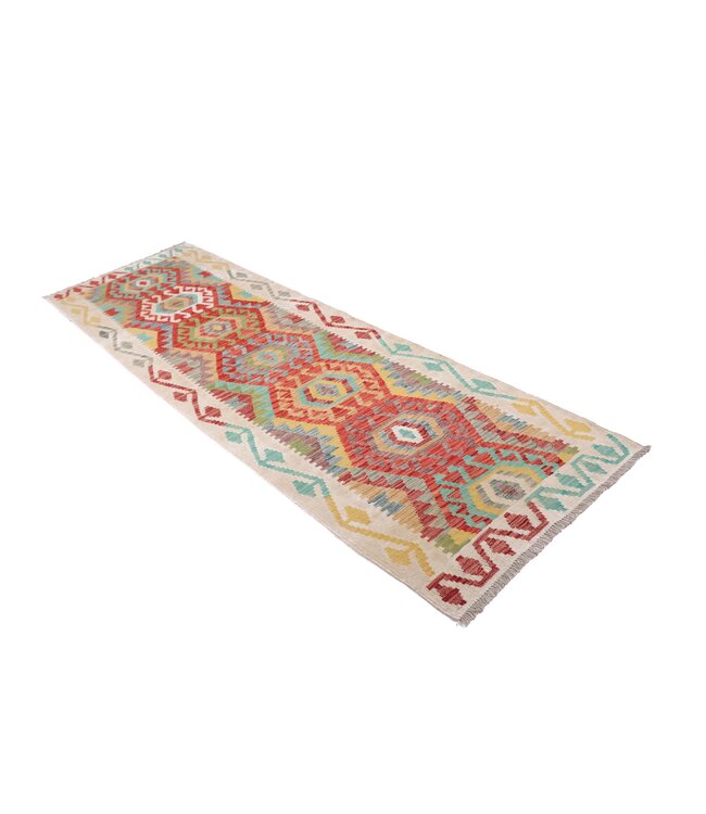 298x89 cm Handgeweven Kelim Loper  Wol  Vloerkleed Tapijt