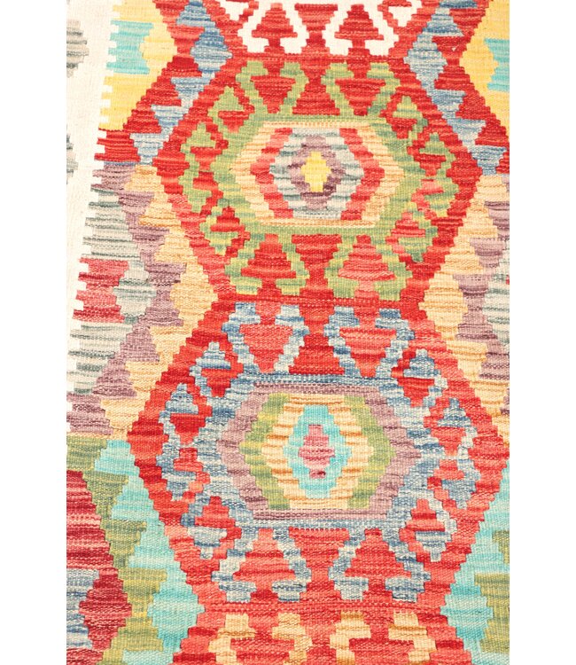 298x89 cm Handgeweven Kelim Loper  Wol  Vloerkleed Tapijt