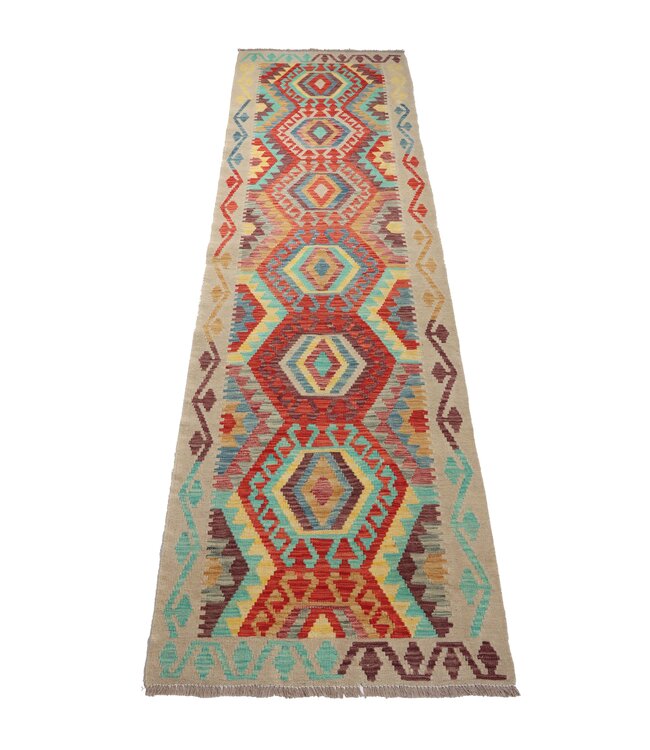 299x83 cm Handwoven Kelim Runner Wool Rug