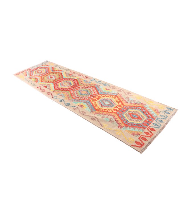 297x87 cm Handwoven Kelim Runner Wool Rug