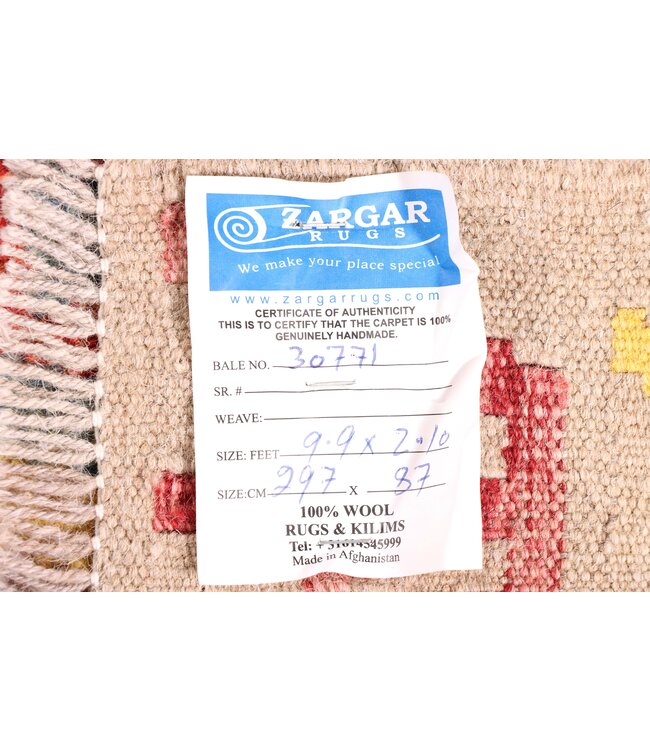 297x87 cm Handwoven Kelim Runner Wool Rug