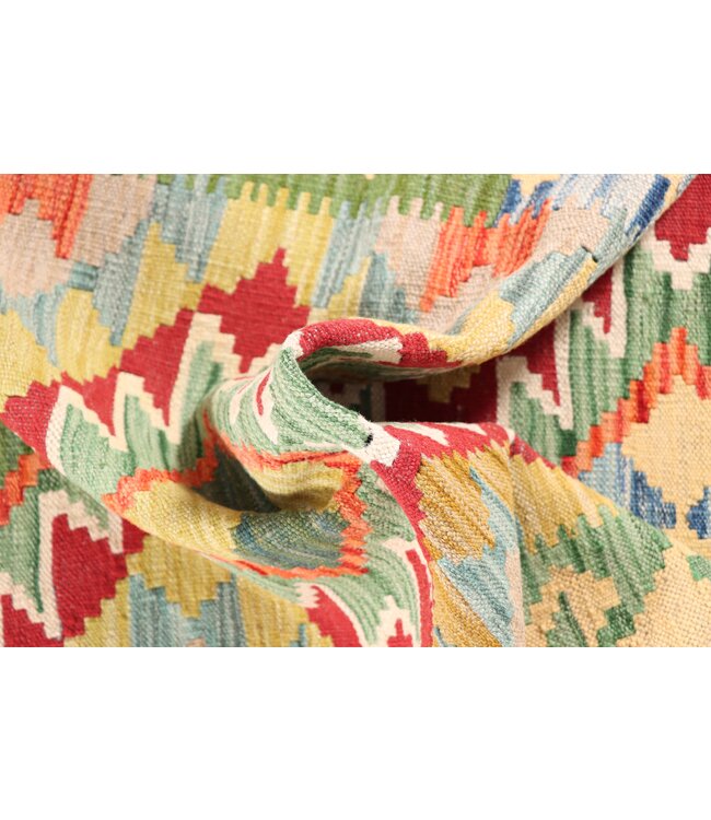 284x79 cm Handgeweven Kelim Loper  Wol  Vloerkleed Tapijt