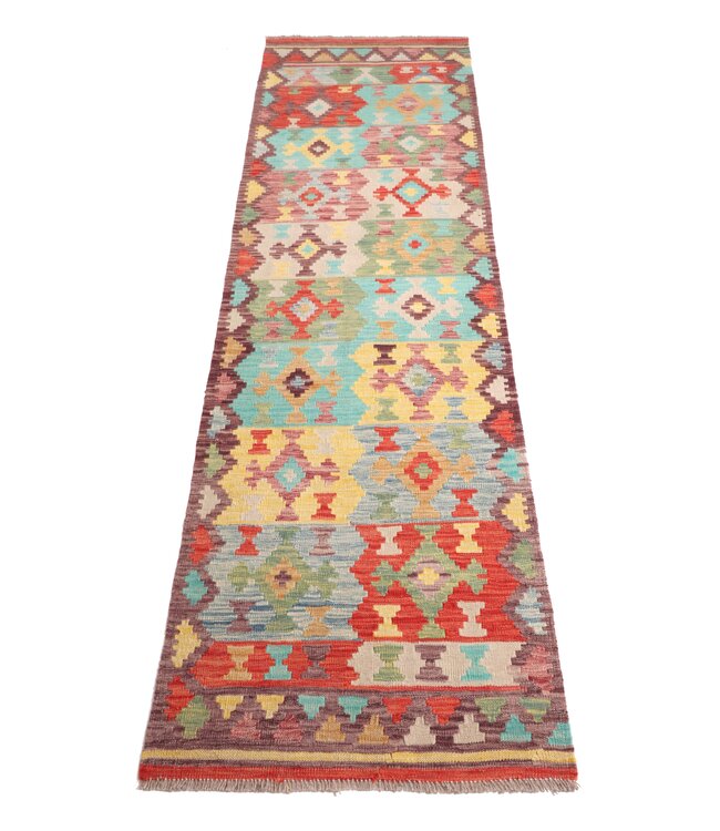 293x80 cm Handwoven Kelim Runner Wool Rug