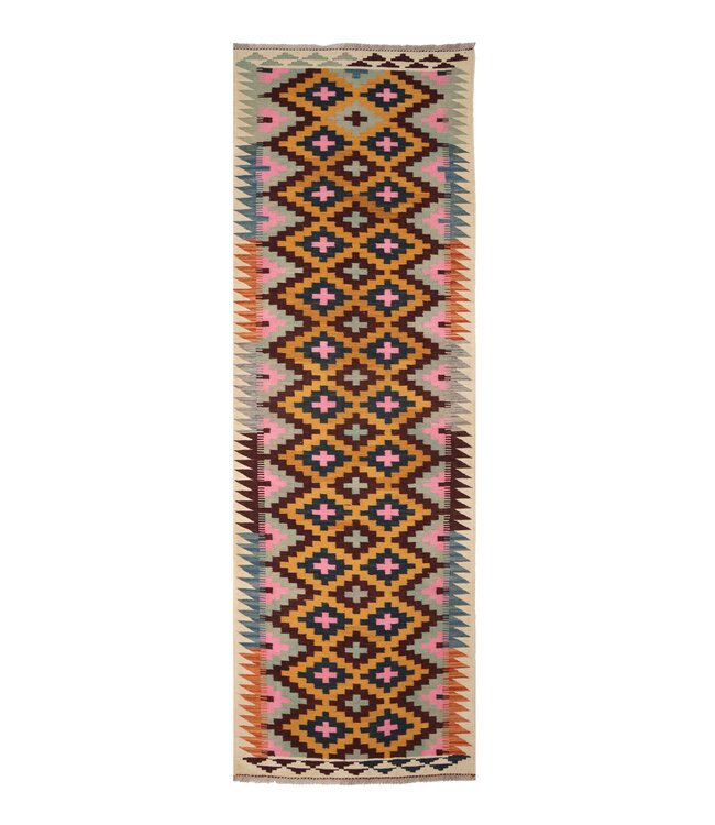 287x85 cm Handwoven Kelim Runner Wool Rug