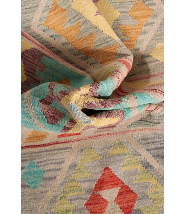 298x80 cm Handgeweven Kelim Loper  Wol  Vloerkleed Tapijt