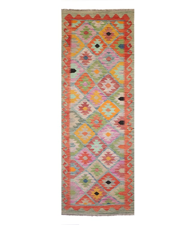 251x85 cm Handgeweven Kelim Loper  Wol  Vloerkleed Tapijt