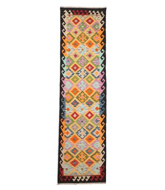 Kelimshop 297x79 cm Handgewebter Kelim Läufer  Wollteppich