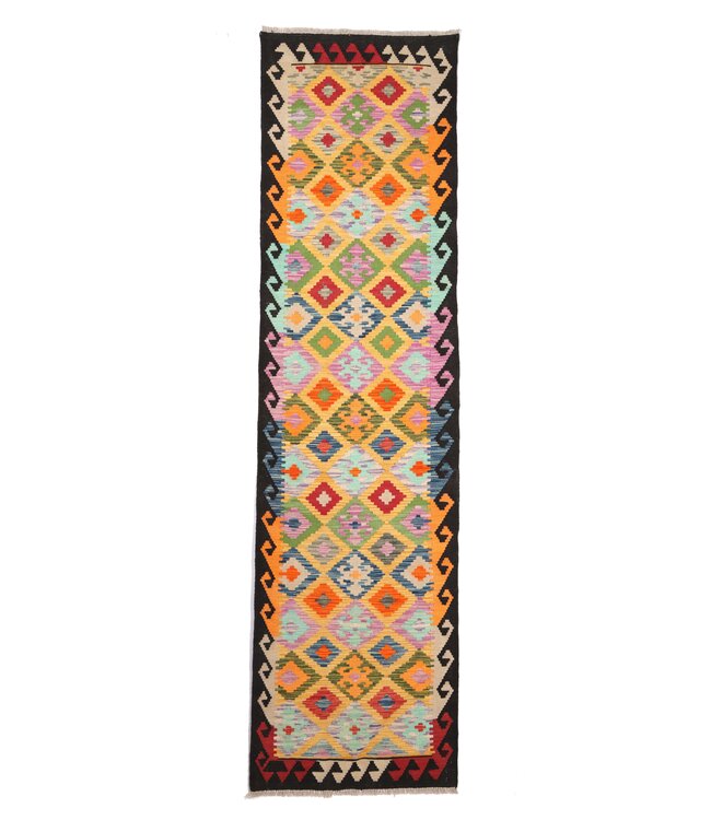 297x79 cm Handgewebter Kelim Läufer  Wollteppich