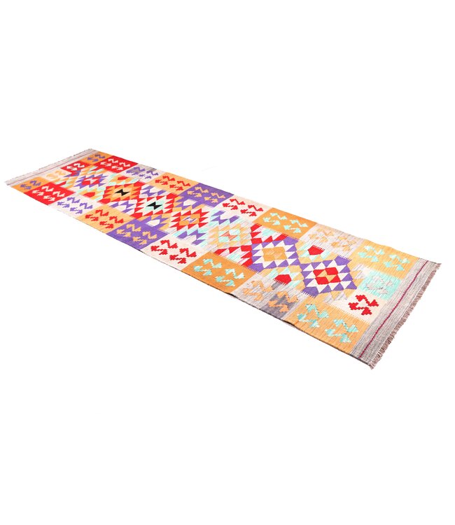 302x84 cm Handwoven Kelim Runner Wool Rug