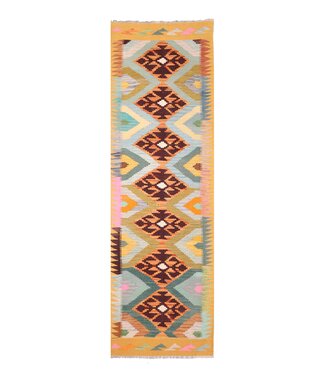 Kelimshop 290x82 cm Handgeweven Kelim Loper Wol Vloerkleed Tapijt Kelimshop 290x82 cm Handgeweven Kelim Loper Wol Vloerkleed Tapijt