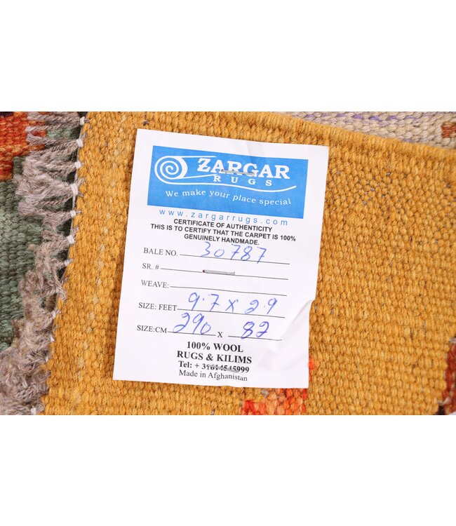 290x82 cm Handwoven Kelim Runner Wool Rug