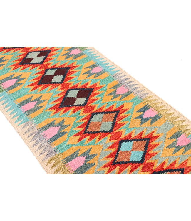 291x85 cm Handwoven Kelim Runner Wool Rug