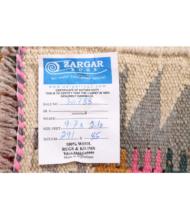 291x85 cm Handwoven Kelim Runner Wool Rug