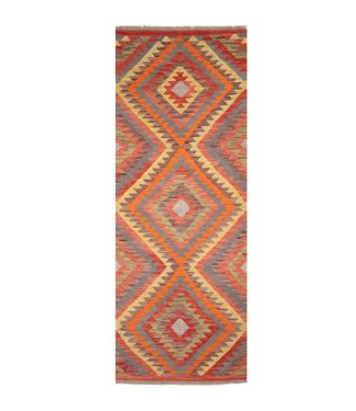 Kelimshop 242x86 cm Handgewebter Kelim Läufer  Wollteppich