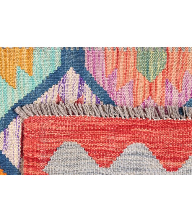 247x83 cm Handgeweven Kelim Loper  Wol  Vloerkleed Tapijt