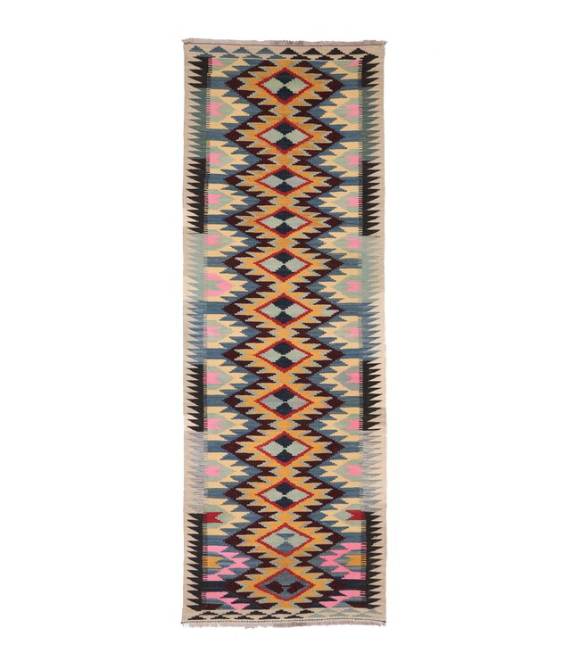 291x88 cm Handgewebter Kelim Läufer  Wollteppich