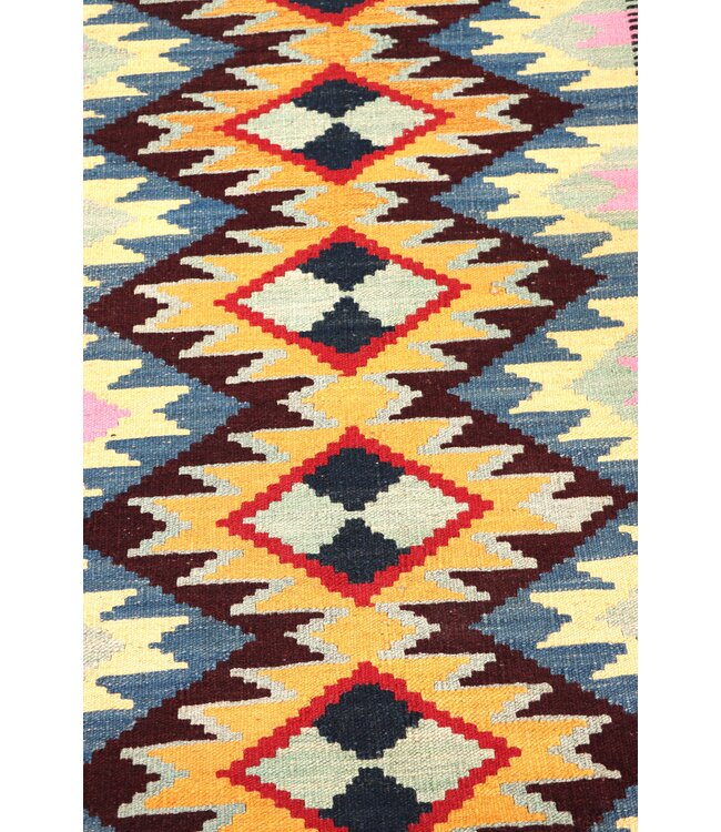 291x88 cm Handgewebter Kelim Läufer  Wollteppich