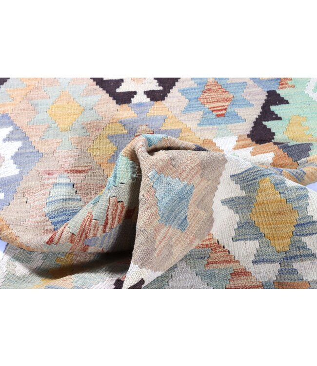 298x83 cm Handgewebter Kelim Läufer  Wollteppich