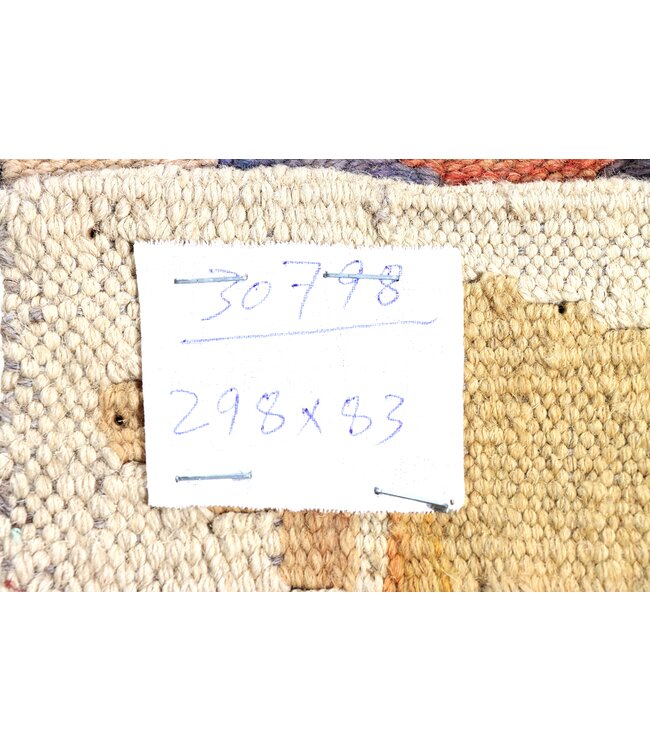 298x83 cm Handgeweven Kelim Loper  Wol  Vloerkleed Tapijt