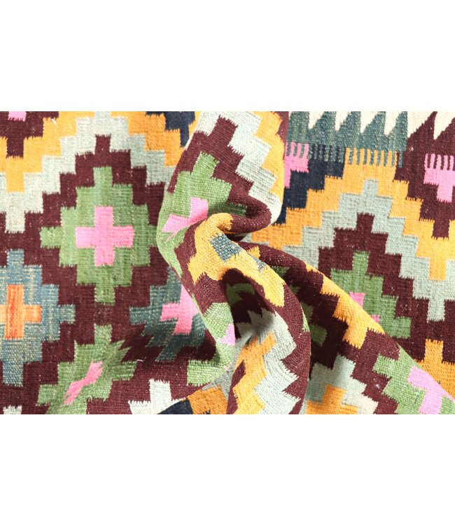 284x85 cm Handgewebter Kelim Läufer  Wollteppich