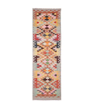Kelimshop 286x78 cm Handgeweven Kelim Loper Wol Vloerkleed Tapijt Kelimshop 286x78 cm Handgeweven Kelim Loper Wol Vloerkleed Tapijt