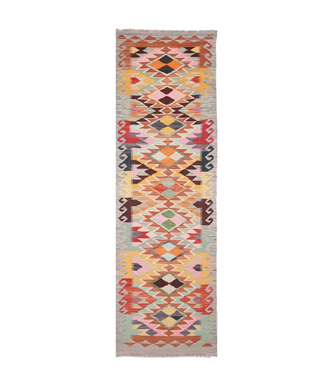 286x78 cm Handgewebter Kelim Läufer  Wollteppich