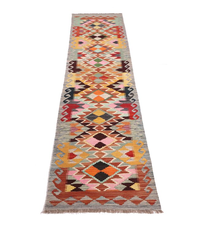 286x78 cm Handwoven Kelim Runner Wool Rug