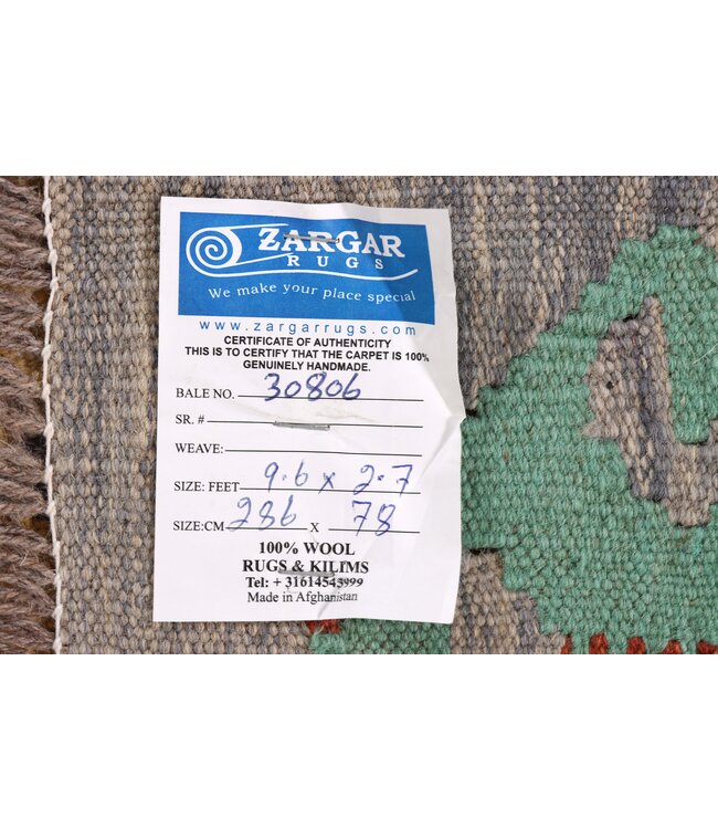 286x78 cm Handwoven Kelim Runner Wool Rug