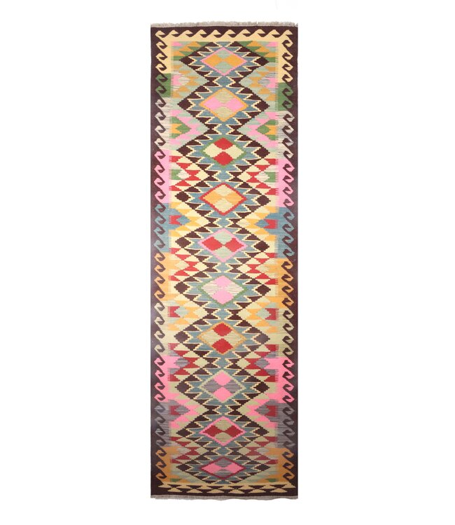 300x84 cm Handwoven Kelim Runner Wool Rug