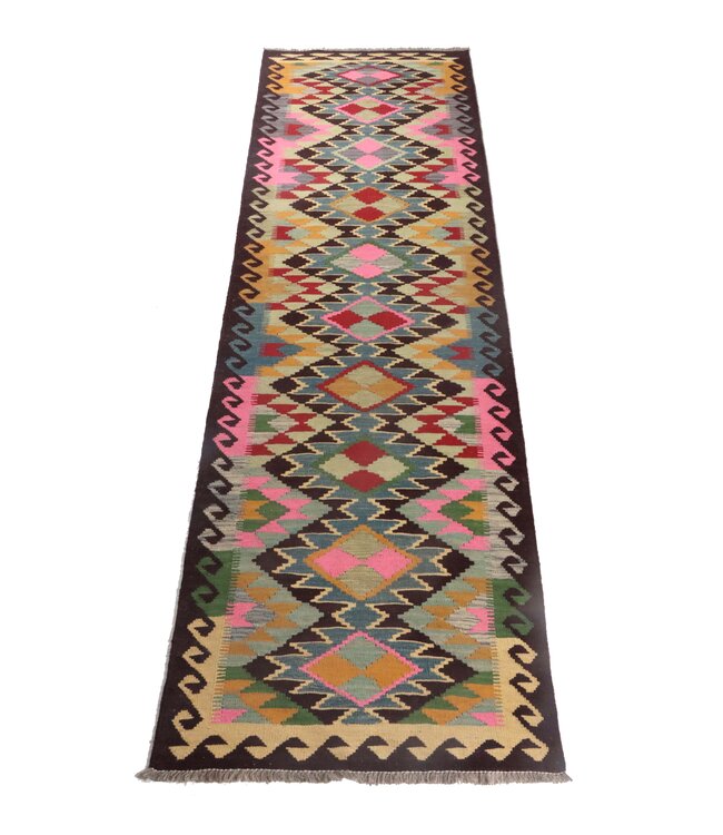 300x84 cm Handwoven Kelim Runner Wool Rug
