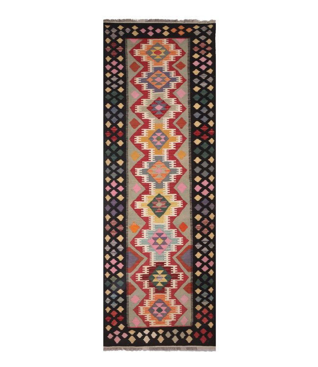 298x90  cm Handgeweven Kelim Loper  Wol  Vloerkleed Tapijt