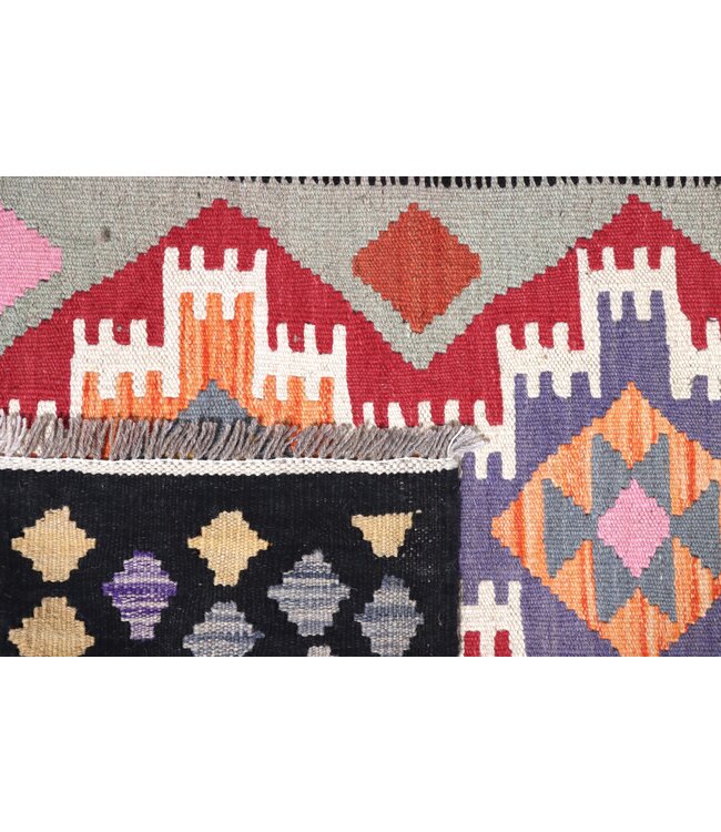 298x90 cm Handwoven Kelim Runner Wool Rug