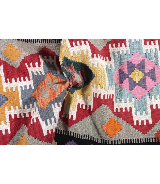 298x90  cm Handgeweven Kelim Loper  Wol  Vloerkleed Tapijt