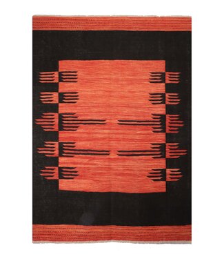 Kelimshop 239x182 cm Handgewebter Moderner  Woll-Kelim-Teppich