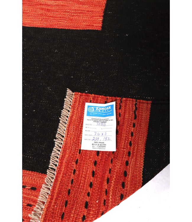 239x182 cm Handwoven Modern Red Wool Kilim Rug