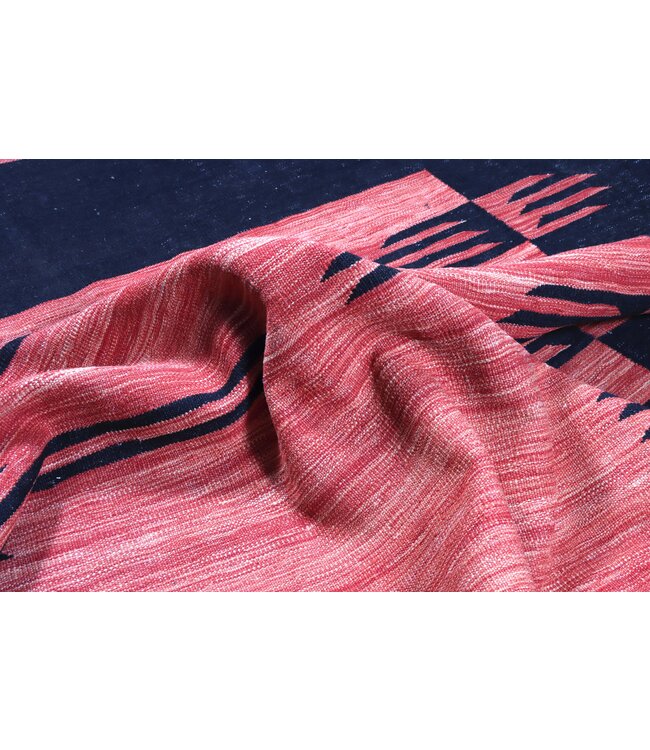 239x182 cm Handwoven Modern Red Wool Kilim Rug
