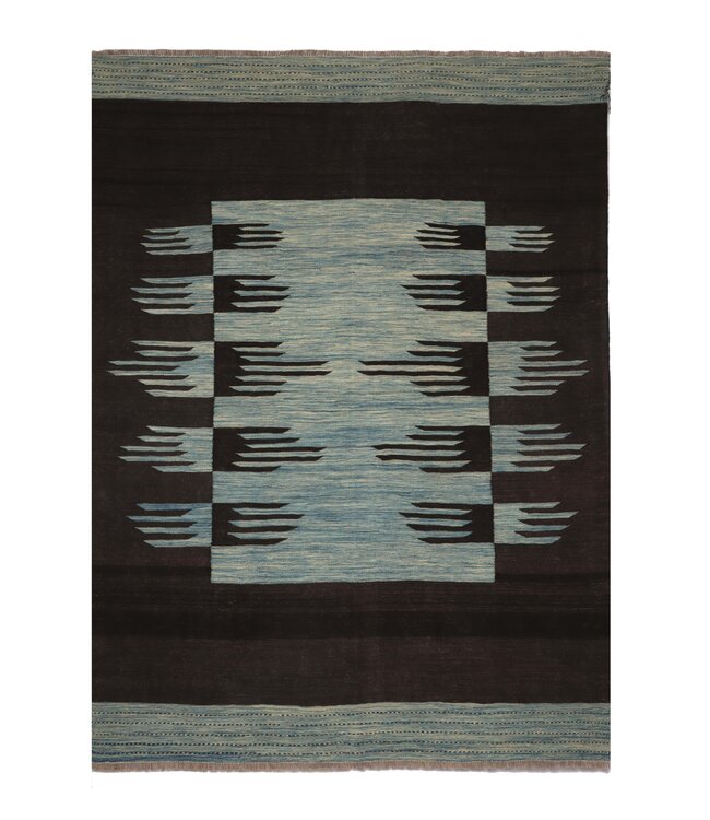 242x174 cm Handwoven Modern Red Wool Kilim Rug